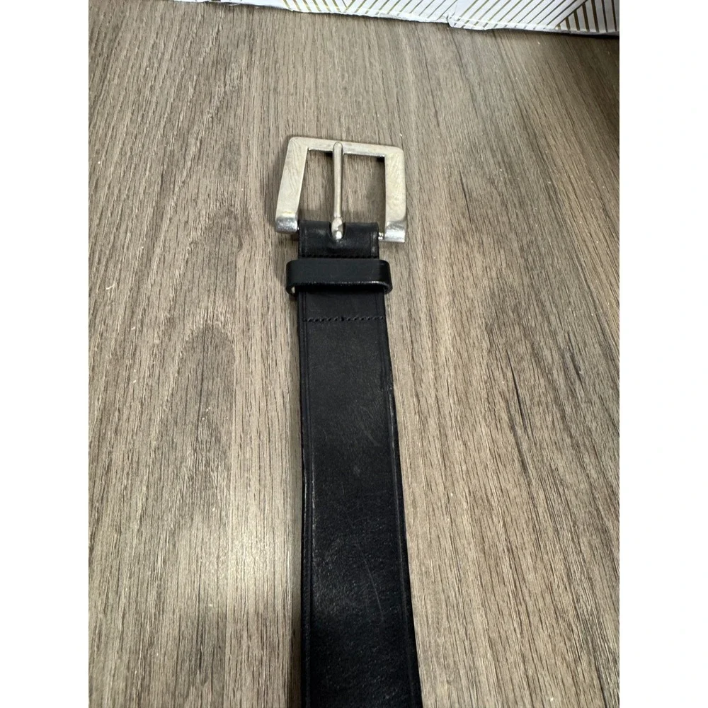 Gap Mens Black Genuine Leather Casual Dress‎ Belt Silver Buckle Size 34
